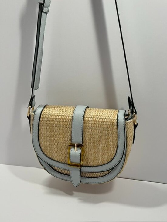Izzy & Ali Handbags - Izzy & Ali Straw & Vegan Leather Crossbody Shoulder Bag, New without Tags